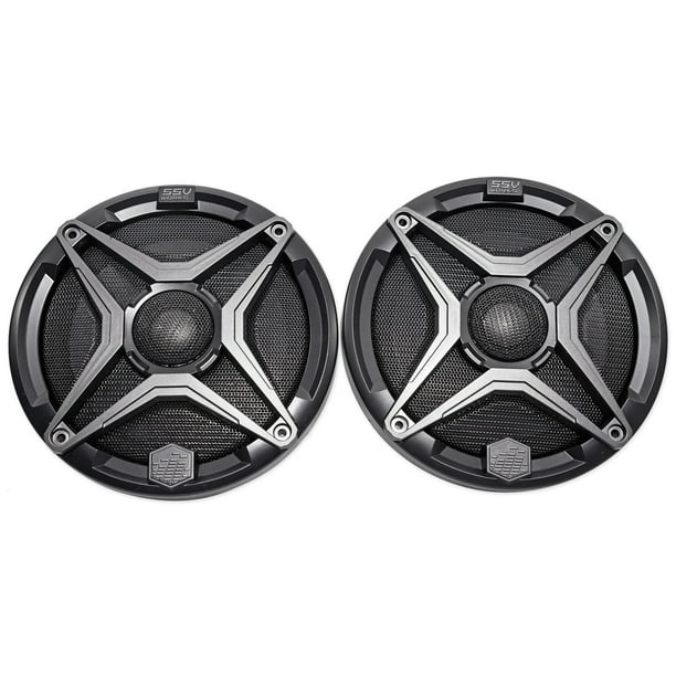 SSV WP-A6 6.5 Waterproof Speakers+White Grilles for Polaris RZR//ATV//UTV//Jeep